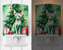 Load image into Gallery viewer, Devon Rex Cat By the Christmas Tree Ceramic Night Light