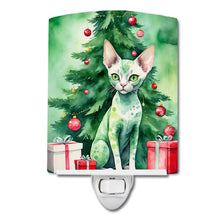 Load image into Gallery viewer, Devon Rex Cat By the Christmas Tree Ceramic Night Light