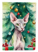 Load image into Gallery viewer, Donskoy Don Sphynx Cat By the Christmas Tree House Flag