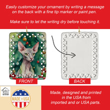 Load image into Gallery viewer, Donskoy Don Sphynx Cat By the Christmas Tree Porcelain Ornament