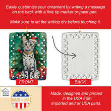 Load image into Gallery viewer, Egyptian Mau Cat By the Christmas Tree Porcelain Ornament