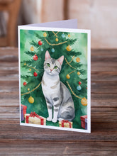 Load image into Gallery viewer, European Shorthair Cat By the Christmas Tree Greeting Cards - Blank Note Cards – 8-Pack of Artist-Designed Cards with Envelopes