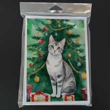 Load image into Gallery viewer, European Shorthair Cat By the Christmas Tree Greeting Cards - Blank Note Cards – 8-Pack of Artist-Designed Cards with Envelopes