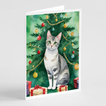 Load image into Gallery viewer, European Shorthair Cat By the Christmas Tree Greeting Cards - Blank Note Cards – 8-Pack of Artist-Designed Cards with Envelopes