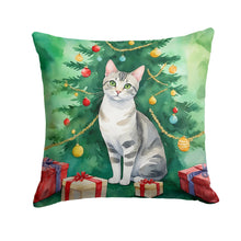 Load image into Gallery viewer, European Shorthair Cat By the Christmas Tree Throw Pillow