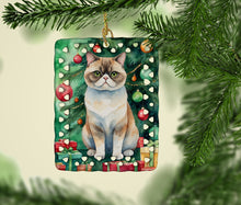 Load image into Gallery viewer, Exotic Shorthair Cat By the Christmas Tree Porcelain Ornament