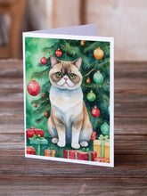 Load image into Gallery viewer, Exotic Shorthair Cat By the Christmas Tree Greeting Cards - Blank Note Cards – 8-Pack of Artist-Designed Cards with Envelopes