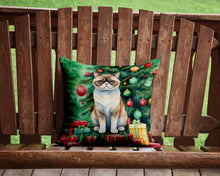 Load image into Gallery viewer, Exotic Shorthair Cat By the Christmas Tree Throw Pillow - 14x14 Decorative Pillow – Art for Your Home &amp; Patio