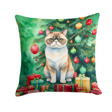 Load image into Gallery viewer, Exotic Shorthair Cat By the Christmas Tree Throw Pillow
