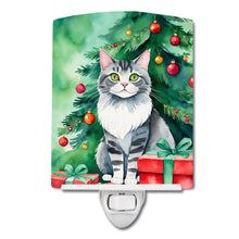Load image into Gallery viewer, Foldex Exotic Fold Cat By the Christmas Tree Ceramic Night Light