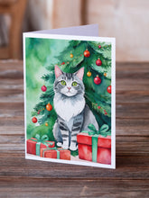 Load image into Gallery viewer, Foldex Exotic Fold Cat By the Christmas Tree Greeting Cards - Blank Note Cards – 8-Pack of Artist-Designed Cards with Envelopes