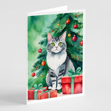 Load image into Gallery viewer, Foldex Exotic Fold Cat By the Christmas Tree Greeting Cards - Blank Note Cards – 8-Pack of Artist-Designed Cards with Envelopes