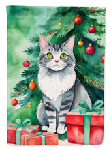 Load image into Gallery viewer, Foldex Exotic Fold Christmas Garden Flag - Cat by the Christmas Tree - Cat-Themed Holiday Yard Decor