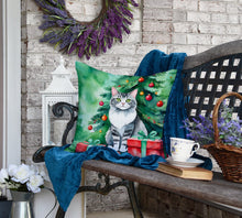 Load image into Gallery viewer, Foldex Exotic Fold Cat By the Christmas Tree Throw Pillow