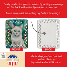 Load image into Gallery viewer, Foreign White Cat By the Christmas Tree Porcelain Ornament