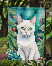 Load image into Gallery viewer, Foreign White Cat Christmas Garden Flag - Cat by the Christmas Tree - Cat-Themed Holiday Yard Decor