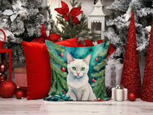 Load image into Gallery viewer, Foreign White Cat By the Christmas Tree Throw Pillow