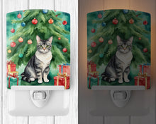 Load image into Gallery viewer, German Rex Cat By the Christmas Tree Ceramic Night Light