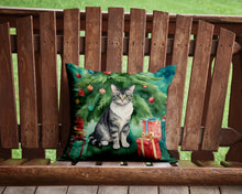 Load image into Gallery viewer, German Rex Cat By the Christmas Tree Throw Pillow - 14x14 Decorative Pillow – Art for Your Home &amp; Patio