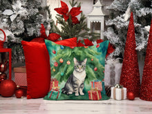 Load image into Gallery viewer, German Rex Cat By the Christmas Tree Throw Pillow