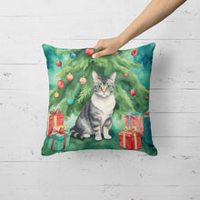 Load image into Gallery viewer, German Rex Cat By the Christmas Tree Throw Pillow