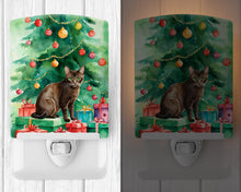 Load image into Gallery viewer, Havana Brown Cat By the Christmas Tree Ceramic Night Light