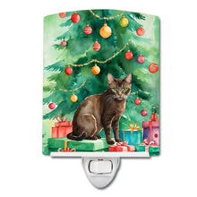 Load image into Gallery viewer, Havana Brown Cat By the Christmas Tree Ceramic Night Light
