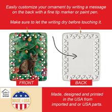 Load image into Gallery viewer, Havana Brown Cat By the Christmas Tree Porcelain Ornament