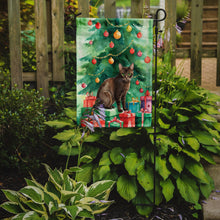 Load image into Gallery viewer, Havana Brown Christmas Garden Flag - Cat by the Christmas Tree - Cat-Themed Holiday Yard Decor