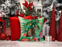 Load image into Gallery viewer, Havana Brown Cat By the Christmas Tree Throw Pillow