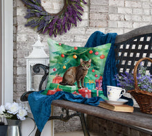 Load image into Gallery viewer, Havana Brown Cat By the Christmas Tree Throw Pillow