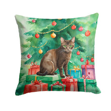 Load image into Gallery viewer, Havana Brown Cat By the Christmas Tree Throw Pillow