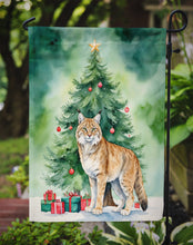 Load image into Gallery viewer, Highlander Lynx Christmas Garden Flag - Cat by the Christmas Tree - Cat-Themed Holiday Yard Decor