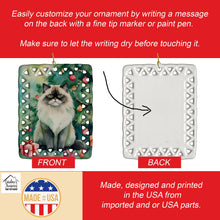 Load image into Gallery viewer, Himalayan Cat By the Christmas Tree Porcelain Ornament