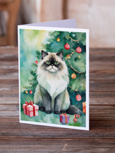 Load image into Gallery viewer, Himalayan Cat By the Christmas Tree Greeting Cards - Blank Note Cards – 8-Pack of Artist-Designed Cards with Envelopes