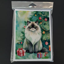 Load image into Gallery viewer, Himalayan Cat By the Christmas Tree Greeting Cards - Blank Note Cards – 8-Pack of Artist-Designed Cards with Envelopes