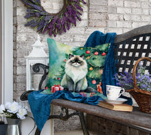 Load image into Gallery viewer, Himalayan Cat By the Christmas Tree Throw Pillow