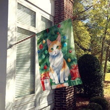Load image into Gallery viewer, Japanese Bobtail Cat By the Christmas Tree House Flag