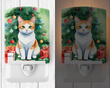 Load image into Gallery viewer, Japanese Bobtail Cat By the Christmas Tree Ceramic Night Light