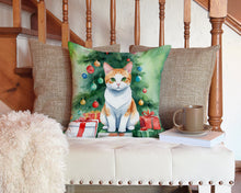 Load image into Gallery viewer, Japanese Bobtail Cat By the Christmas Tree Throw Pillow - 14x14 Decorative Pillow – Art for Your Home &amp; Patio