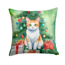 Load image into Gallery viewer, Japanese Bobtail Cat By the Christmas Tree Throw Pillow