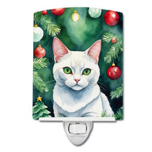 Load image into Gallery viewer, Khao Manee Cat By the Christmas Tree Ceramic Night Light