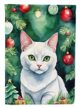 Load image into Gallery viewer, Khao Manee Christmas Garden Flag - Cat by the Christmas Tree - Cat-Themed Holiday Yard Decor