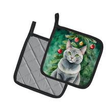 Load image into Gallery viewer, Korat Cat By the Christmas Tree Pot Holders - Set of 2 Decorative Kitchen Helpers | Made in the USA