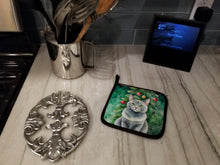 Load image into Gallery viewer, Korat Cat By the Christmas Tree Pot Holders - Set of 2 Decorative Kitchen Helpers | Made in the USA