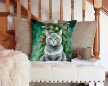 Load image into Gallery viewer, Korat Cat By the Christmas Tree Throw Pillow - 14x14 Decorative Pillow – Art for Your Home &amp; Patio