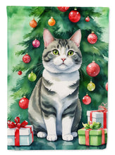 Load image into Gallery viewer, Korean Bobtail Cat By the Christmas Tree House Flag