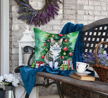 Load image into Gallery viewer, Korean Bobtail Cat By the Christmas Tree Throw Pillow
