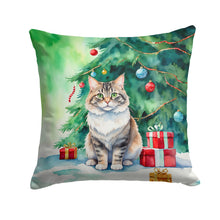 Load image into Gallery viewer, Kurilian Bobtail Cat By the Christmas Tree Throw Pillow