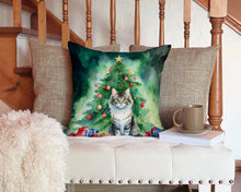 Load image into Gallery viewer, La Perm Cat By the Christmas Tree Throw Pillow - 14x14 Decorative Pillow – Art for Your Home &amp; Patio